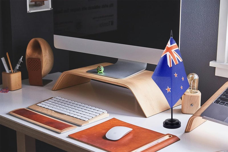 WXTWK 2 Pack New Zealand Flag New Zealand Deluxe Desk Flag Set - Mini Small New Zealand Table Office Flags with Black 12" Solid Pole Stand Base Classroom Meeting Desktop Decorations - Image 5
